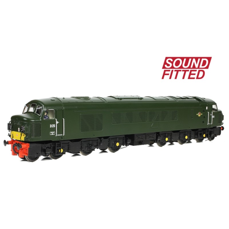 Bachmann 32-679ASF Class 45 Split Headcode D25 BR Plain Green (Small Yellow Panels) Diesel Locomotive - DCC Sound